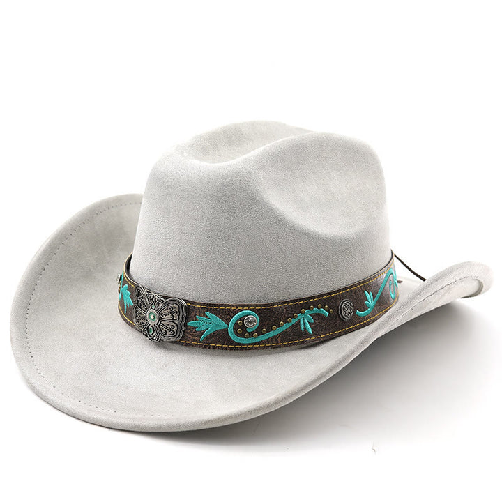 Chapeau de cowboy western vintage à large bord pour l'été - Gris clair - M (22"-22 7/8") - image 11