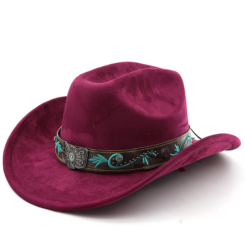 Chapeau de cowboy western vintage à large bord pour l'été - Vin - M (22"-22 7/8") - image 18