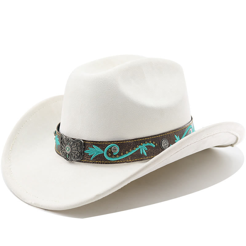 Chapeau de cowboy western vintage à large bord pour l'été - Blanc laiteux - M (22"-22 7/8") - image 8