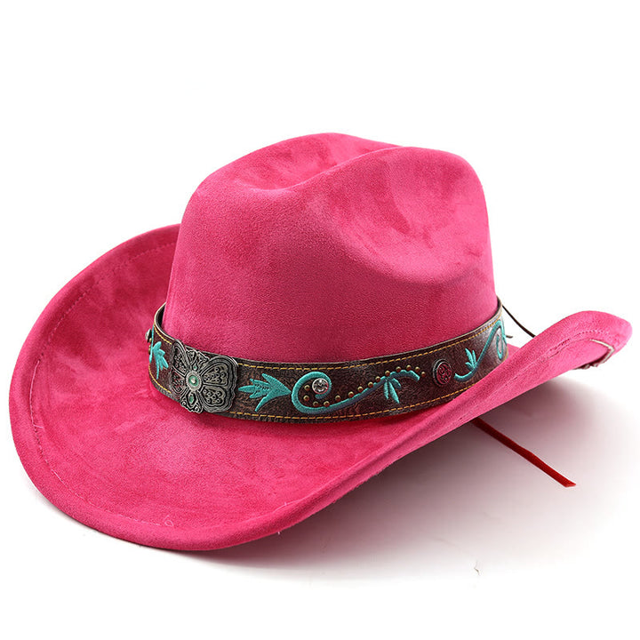 Chapeau de cowboy western vintage à large bord pour l'été - Rose - M (22"-22 7/8") - image 14