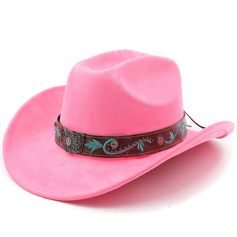 Chapeau de cowboy western vintage à large bord pour l'été - Magenta - M (22"-22 7/8") - image 17