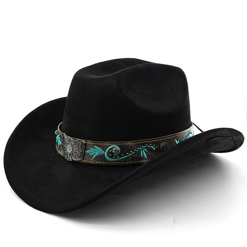 Chapeau de cowboy western vintage à large bord pour l'été - Noir - M (22"-22 7/8") - image 12