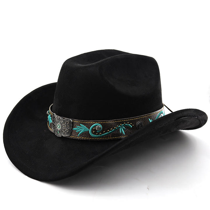 Chapeau de cowboy western vintage à large bord pour l'été - Noir - M (22"-22 7/8") - image 12