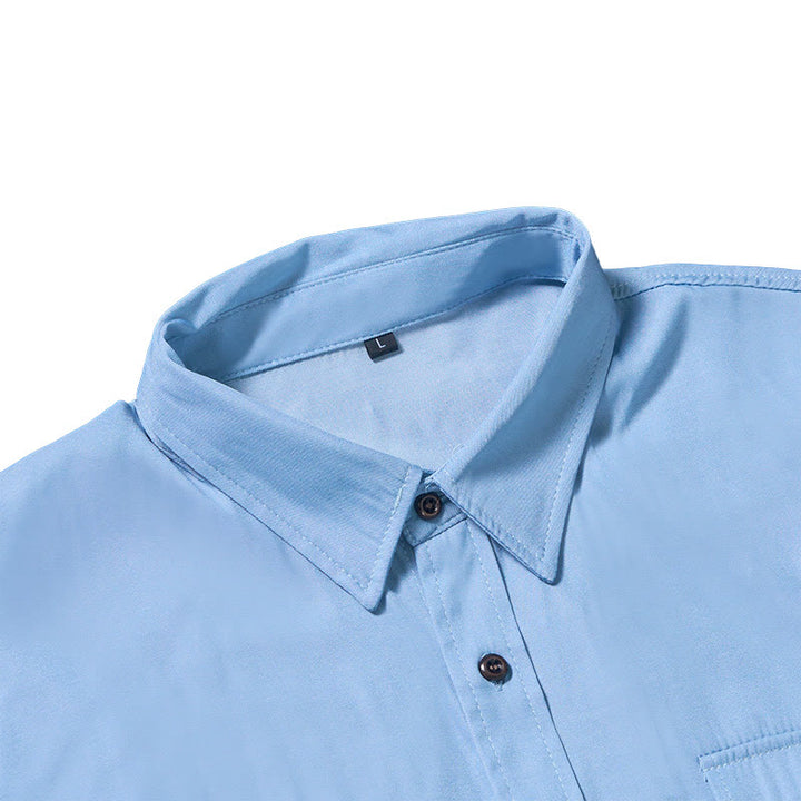 Chemise de travail classique pour homme en denim bleu clair délavé - image 6