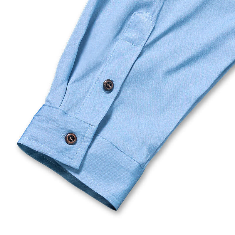 Chemise de travail classique pour homme en denim bleu clair délavé - image 9