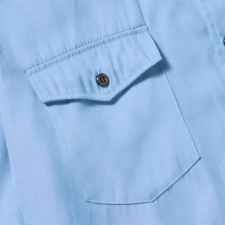 Chemise de travail classique pour homme en denim bleu clair délavé - image 7