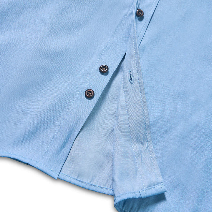 Chemise de travail classique pour homme en denim bleu clair délavé - image 8