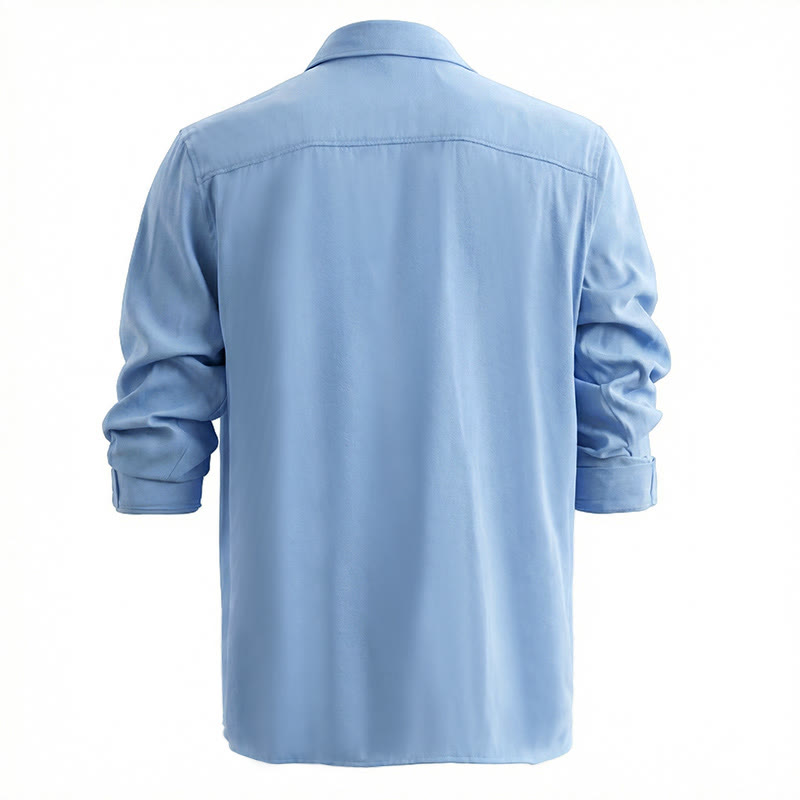 Chemise de travail classique pour homme en denim bleu clair délavé - image 4