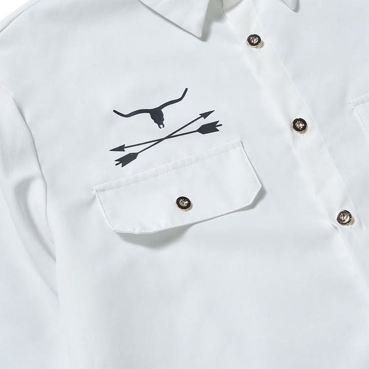 Chemise à poches poitrine doubles imprimée taureau et flèche pour homme, style western - image 5