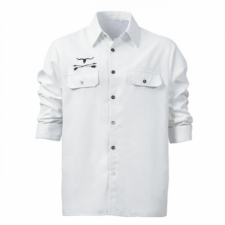 Chemise à poches poitrine doubles imprimée taureau et flèche pour homme, style western - image 2