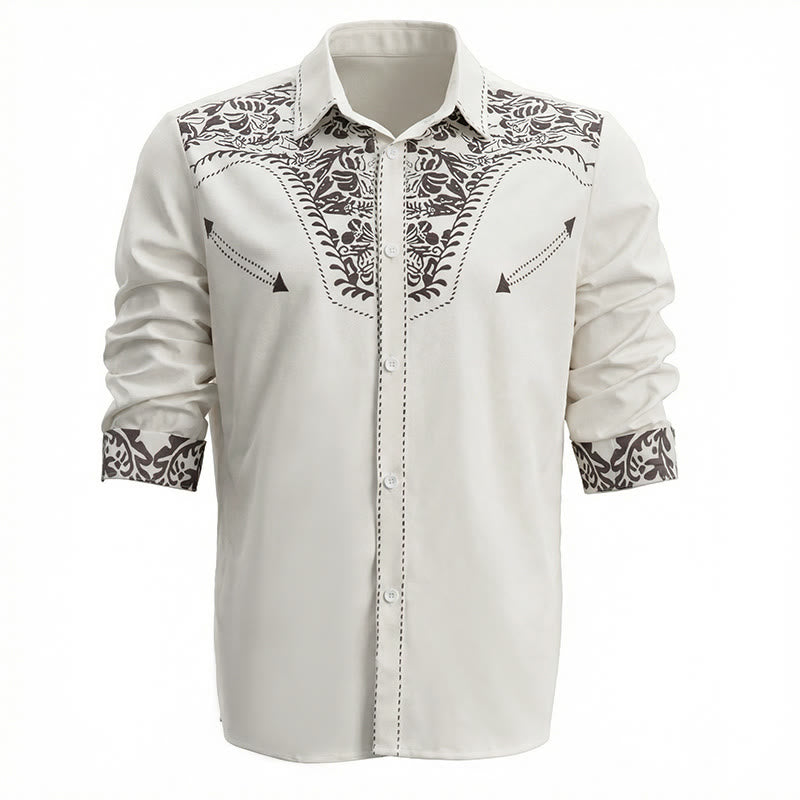 Chemise de cowboy blanche à imprimé floral rétro western - image 2