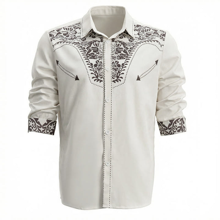 Chemise de cowboy blanche à imprimé floral rétro western - image 2