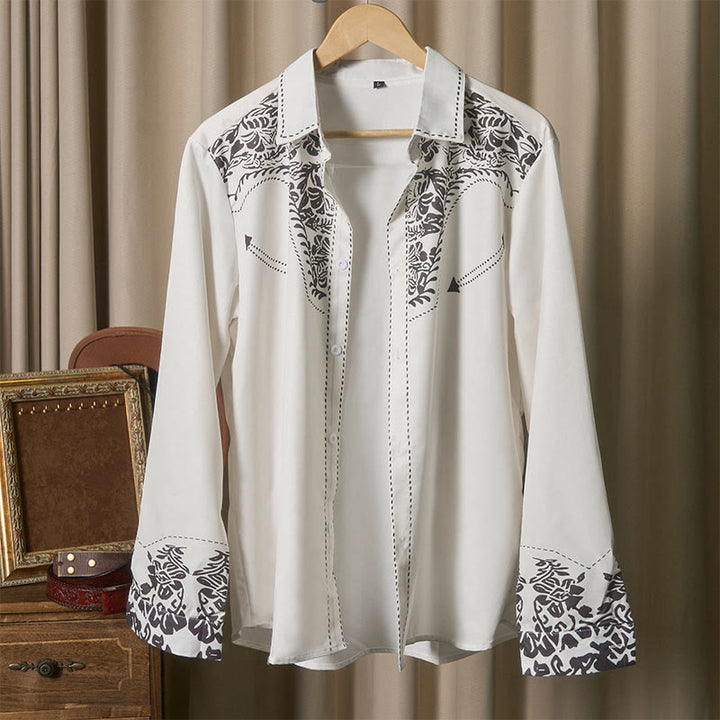Chemise de cowboy blanche à imprimé floral rétro western - image 4