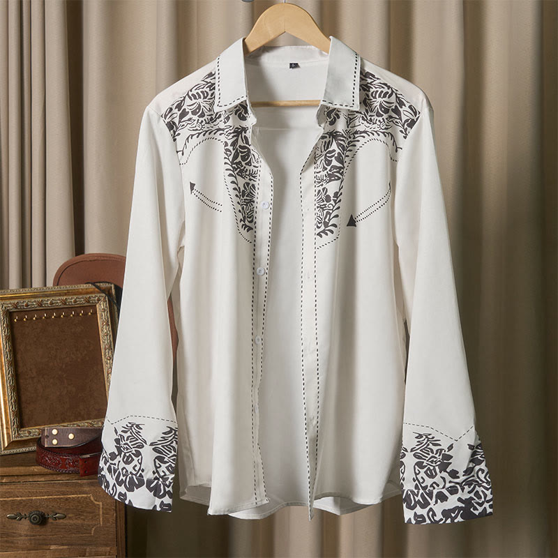 Chemise de cowboy blanche à imprimé floral rétro western - image 4