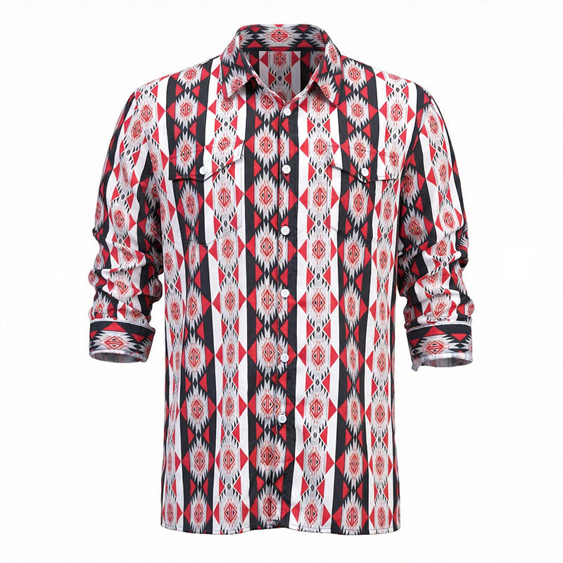 Chemise western imprimée géométrique navajo pour homme - image 2
