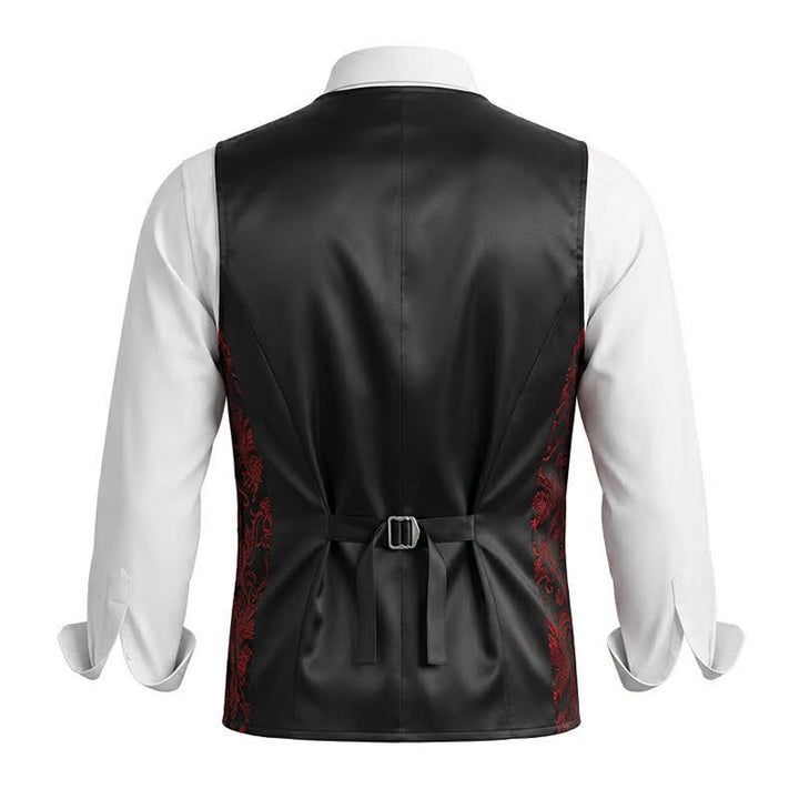 Gilet élégant pour homme, motif cachemire estampé à chaud, col en V et nœud papillon - image 5