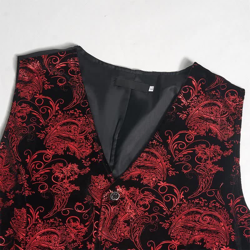 Gilet élégant pour homme, motif cachemire estampé à chaud, col en V et nœud papillon - image 7