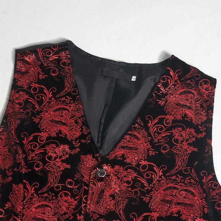 Gilet élégant pour homme, motif cachemire estampé à chaud, col en V et nœud papillon - image 7