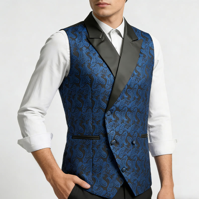 Gilet croisé rétro en jacquard à motif cachemire pour homme - image 3
