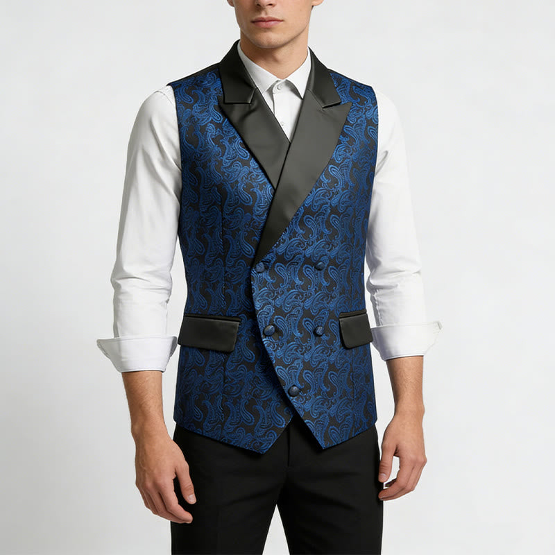 Gilet croisé rétro en jacquard à motif cachemire pour homme - image 2