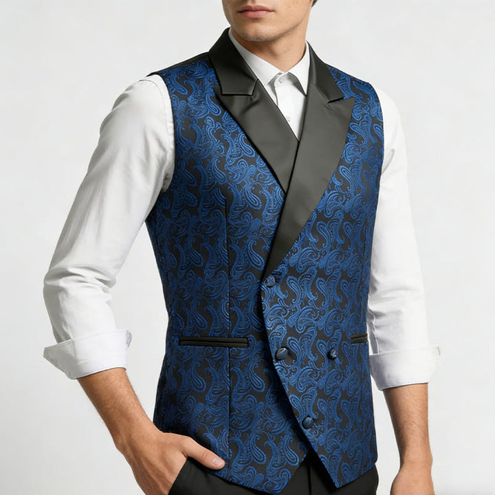 Gilet croisé rétro en jacquard à motif cachemire pour homme - image 3