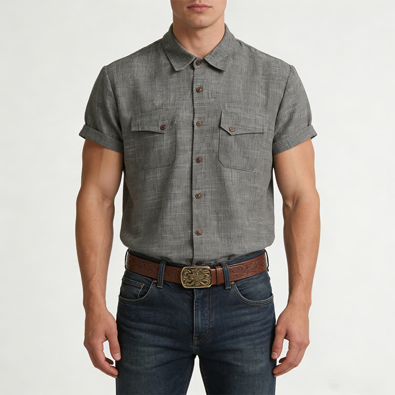 Chemise décontractée de style western pour homme avec poches poitrine - image 1