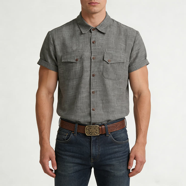 Chemise décontractée de style western pour homme avec poches poitrine - image 1