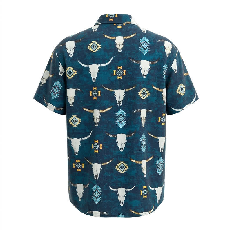 Chemise pour homme à imprimé 3D tête de taureau et motifs géométriques aztèques - image 5