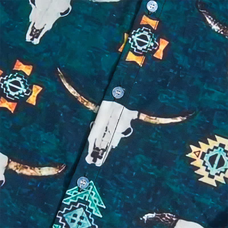 Chemise pour homme à imprimé 3D tête de taureau et motifs géométriques aztèques - image 8