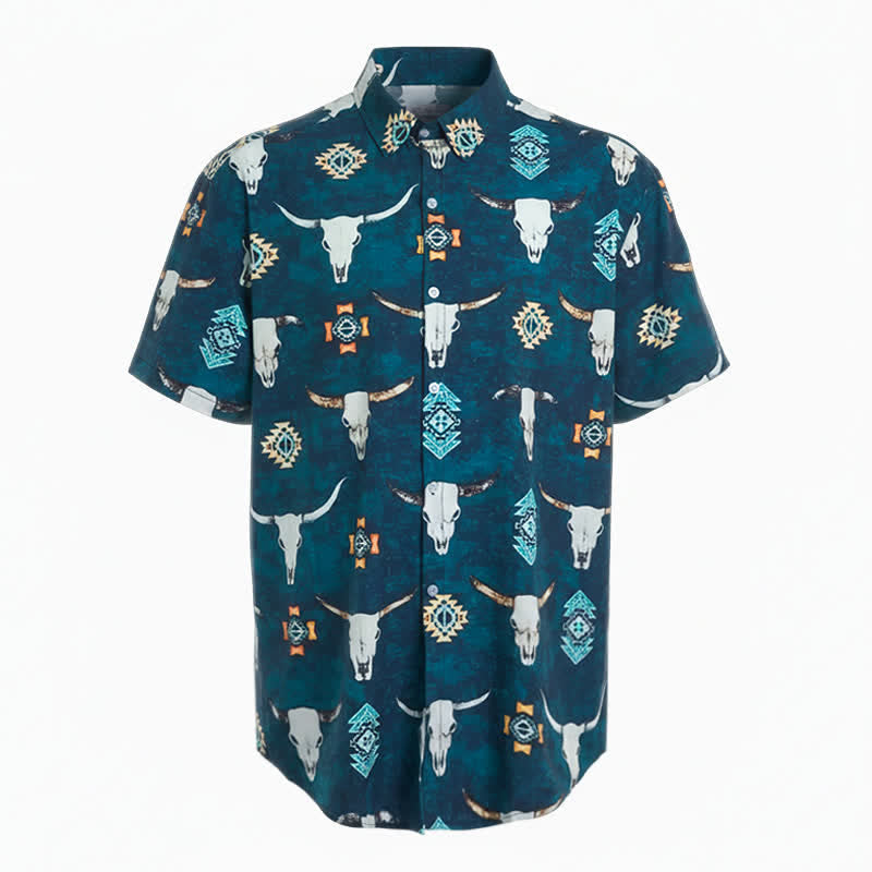 Chemise pour homme à imprimé 3D tête de taureau et motifs géométriques aztèques - image 4