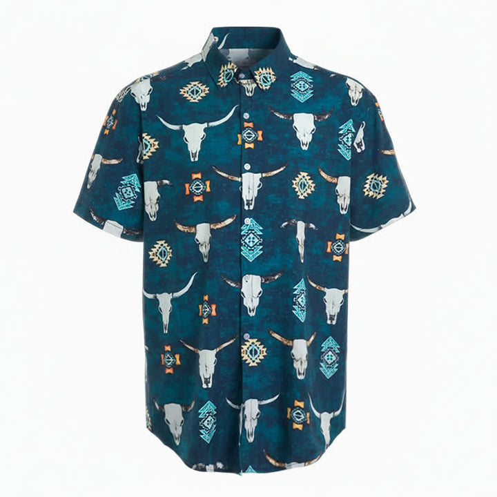 Chemise pour homme à imprimé 3D tête de taureau et motifs géométriques aztèques - image 4