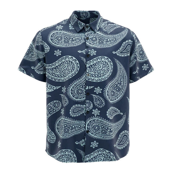 Chemise à manches courtes pour homme, motif cachemire western, col cubain - image 6