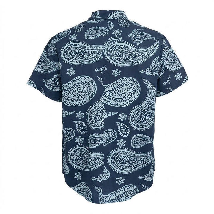 Chemise à manches courtes pour homme, motif cachemire western, col cubain - image 7