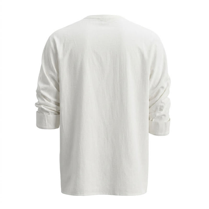 Chemise homme rétro à col Henry, respirante et unie - image 11