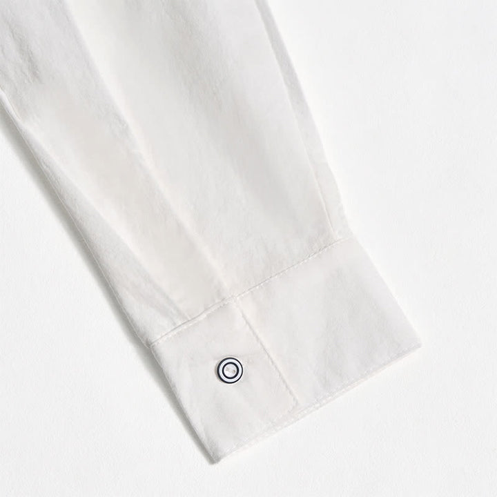 Chemise homme rétro à col Henry, respirante et unie - image 14