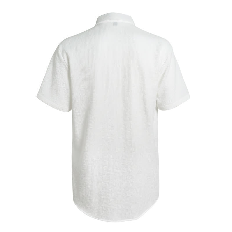 Chemise d'été pour homme, couleur unie, à revers et poche. - image 9