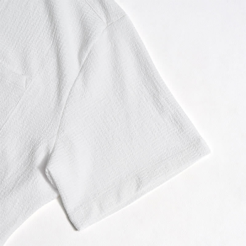 Chemise d'été pour homme, couleur unie, à revers et poche. - image 12