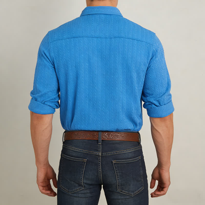 Chemise de travail rétro jacquard style cowboy à manches longues pour homme - image 3