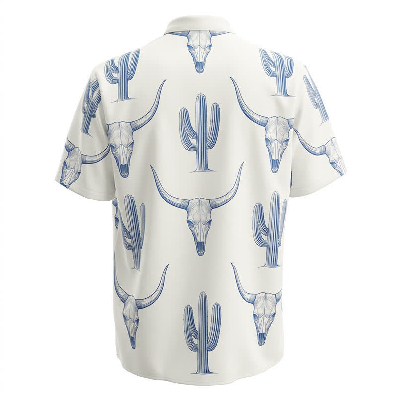 Chemise à manches courtes style ranch western avec imprimé cactus et tête de taureau - image 5