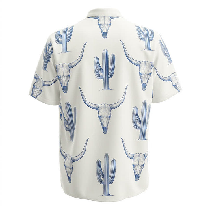 Chemise à manches courtes style ranch western avec imprimé cactus et tête de taureau - image 5