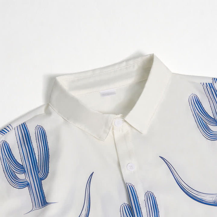 Chemise à manches courtes style ranch western avec imprimé cactus et tête de taureau - image 6