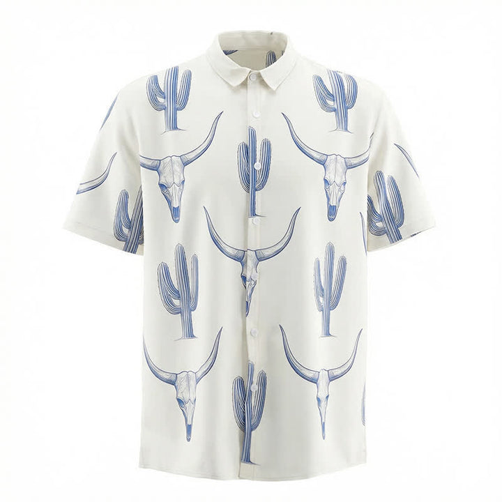 Chemise à manches courtes style ranch western avec imprimé cactus et tête de taureau - image 4