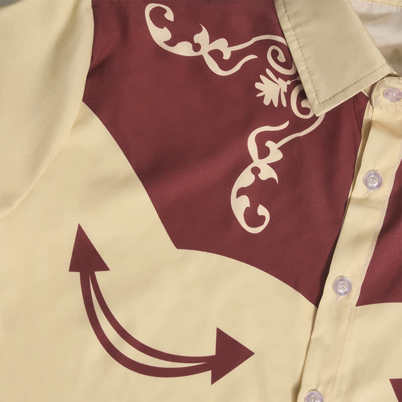 Chemise western pour homme avec empiècement contrasté imprimé en 3D et motifs à volutes. - image 11