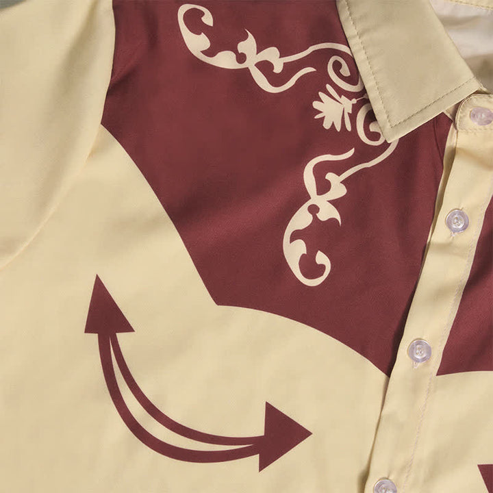 Chemise western pour homme avec empiècement contrasté imprimé en 3D et motifs à volutes. - image 11