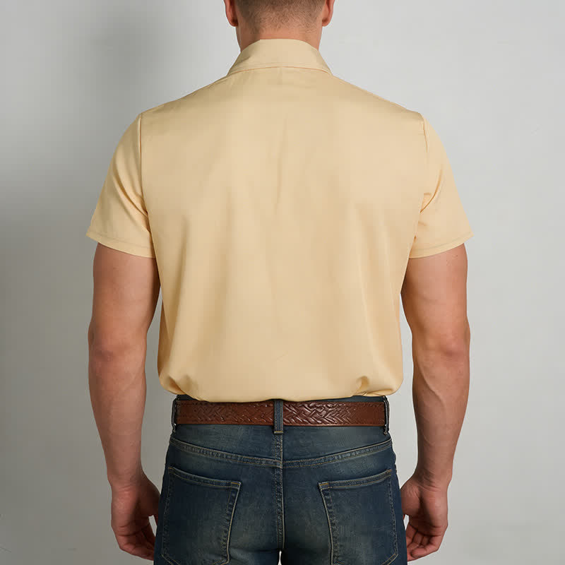 Chemise western pour homme avec empiècement contrasté imprimé en 3D et motifs à volutes. - image 3