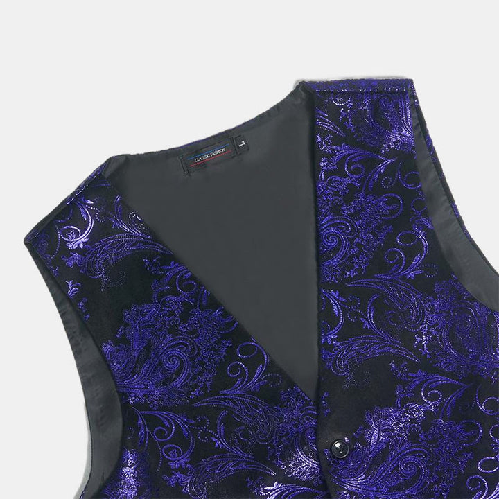 Gilet homme coupe slim à motif cachemire jacquard rétro - image 14