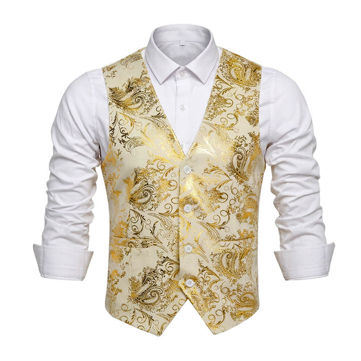 Gilet homme coupe slim à motif cachemire jacquard rétro - Blanc - 6XL - image 4