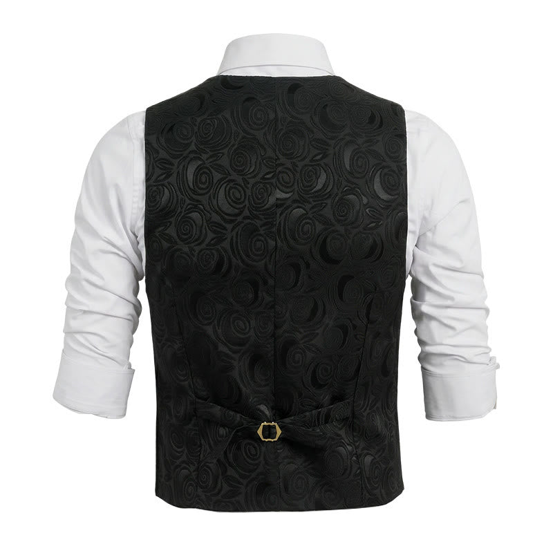 Gilet blanc élégant pour homme, à trois poches, en jacquard à motif cachemire. - image 11