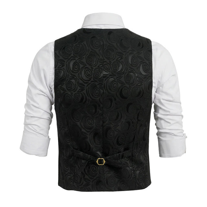Gilet blanc élégant pour homme, à trois poches, en jacquard à motif cachemire. - image 11