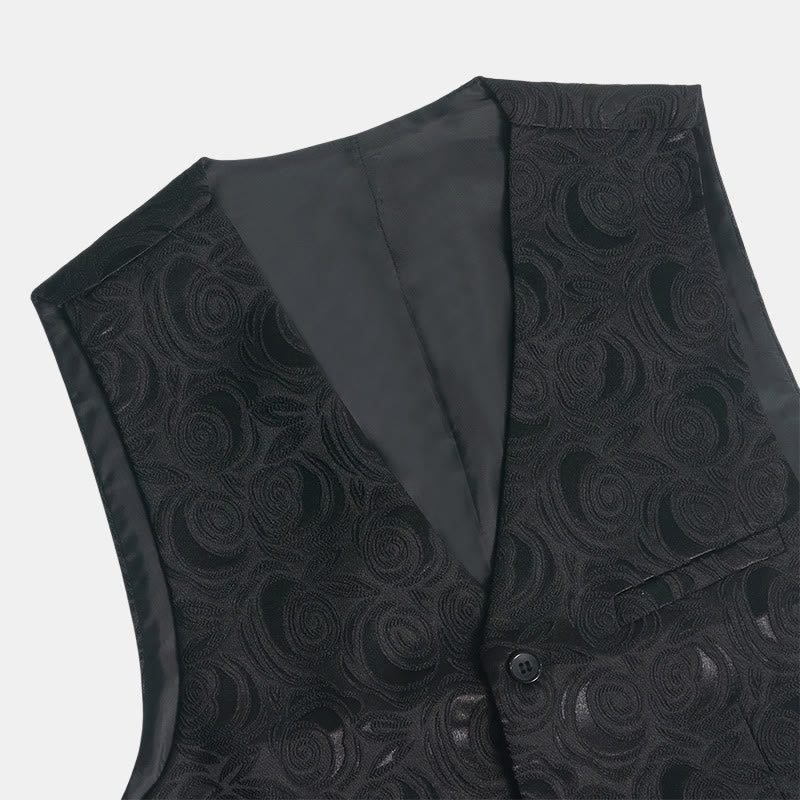Gilet blanc élégant pour homme, à trois poches, en jacquard à motif cachemire. - image 12